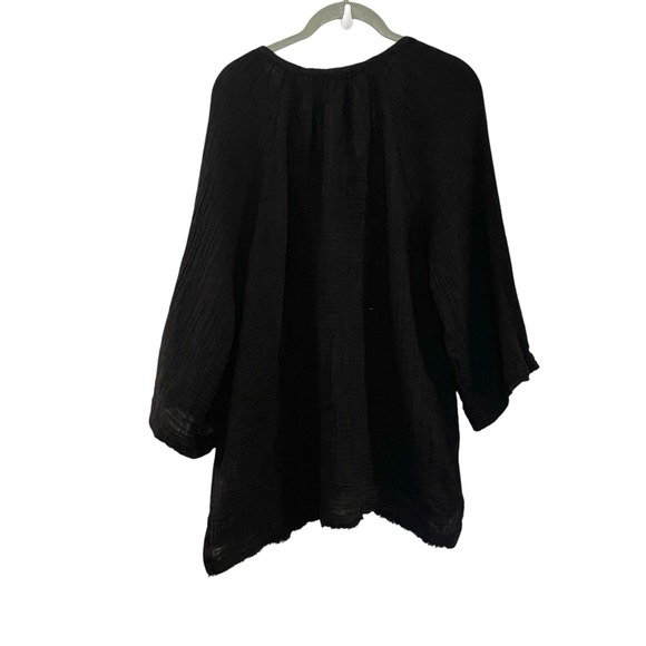 Michael Stars Admiral Micah Tunic Double Gauze Raw Hem Black Oversized Size S - Picture 2 of 5